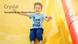  Presentation with camera - PPT theme having smiling-little-boy-playing background and a blonde colored foreground