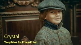  Presentation with vintage retro - Slide deck enhanced with smiling-little-boy background and a wine colored foreground