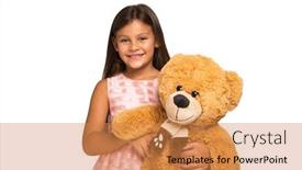  Presentation with teddy bear - Amazing slides having smiling-little-girl-holding backdrop and a coral colored foreground