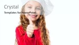  Presentation with chef - Presentation consisting of smiling little girl in chef background and a cool aqua colored foreground