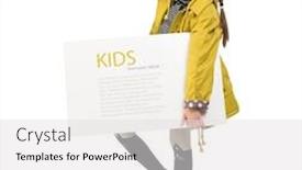  Presentation with white sheet - Beautiful PPT layouts featuring smiling little girl in coat with blank sheet in hands isolated on white background backdrop and a light gray colored foreground