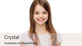  Presentation with girl design - Colorful presentation theme enhanced with smiling little girl in white backdrop and a  colored foreground