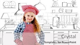  Presentation with kitchen - Audience pleasing theme consisting of smiling-little-girl-on-kitchen backdrop and a light gray colored foreground