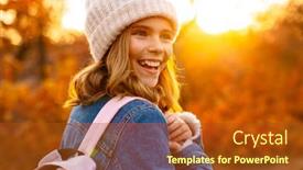  Presentation with clothes - Presentation theme having smiling-little-girl-wearing-autumn background and a crimson colored foreground