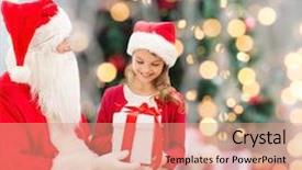 Presentation with christmas lights - Theme consisting of smiling little girl with santa background and a  colored foreground