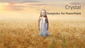  Presentation with wheat - PPT theme consisting of girl on a wheat field background and a lemonade colored foreground