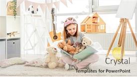  Presentation with princess - Slide deck consisting of smiling-little-princess-reading background and a soft green colored foreground