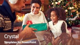  Presentation with christmas girl - Slide deck consisting of smiling lovely girl receiving christmas background and a tawny brown colored foreground