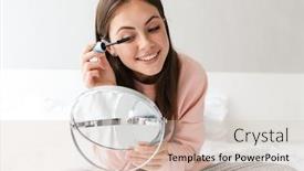  Presentation with mirror - Theme having smiling-lovely-girl-wearing-pajamas background and a soft green colored foreground