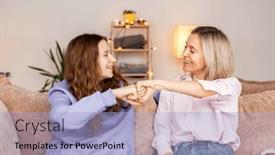  Presentation with child enjoy - Presentation theme consisting of smiling-loving-young-caucasian-mother background and a light blue colored foreground