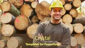  Presentation with forest in africa - PPT layouts having smiling-lumberjack-or-forest-worker background and a tawny brown colored foreground
