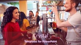  Presentation with bartender - Amazing PPT theme having smiling-male-bartender-behind-counter backdrop and a tawny brown colored foreground