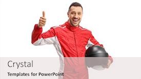  Presentation with race car a red racing - PPT layouts with smiling-male-car-racer background and a lemonade colored foreground