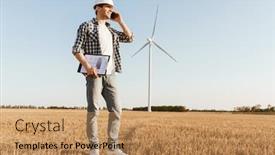  Presentation with windmill - Presentation design enhanced with smiling-male-engineer-using-mobile background and a coral colored foreground