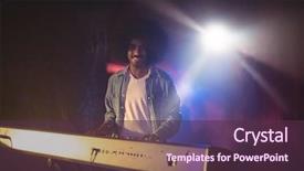  Presentation with stage - Beautiful slides featuring smiling male musician playing piano backdrop and a  colored foreground