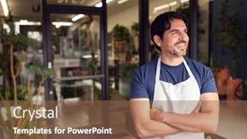  Presentation with plants - Theme having smiling-male-owner-of-florists background and a tawny brown colored foreground