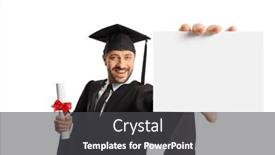  Presentation with diploma - Slide set enhanced with smiling-male-student background and a dark gray colored foreground