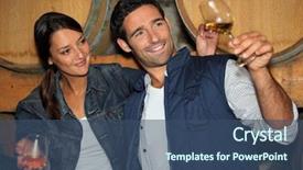  Presentation with wine tasting - Slides featuring smiling man and woman tasting background and a ocean colored foreground