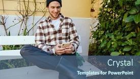  Presentation with man sitting bench - 