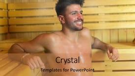  Presentation with steam - Amazing presentation having smiling man having a sauna backdrop and a coral colored foreground
