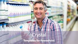  Presentation with plastic bottle - Cool new PPT layouts with smiling man holding milk bottle backdrop and a light blue colored foreground