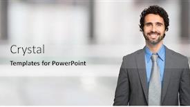  Presentation with wide - Cool new presentation design with smiling-man-large-bright-background backdrop and a light gray colored foreground