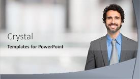  Presentation with gold man smile - Presentation theme enhanced with smiling-man-large-bright-background background and a light gray colored foreground