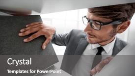  Presentation with helping seniors documents - Amazing slide set having smiling man looking at documents backdrop and a dark gray colored foreground