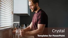  Presentation with water jug - Amazing slides having smiling-man-pouring-water backdrop and a tawny brown colored foreground