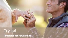  Presentation with park - PPT theme featuring smiling-man-putting-ring background and a  colored foreground