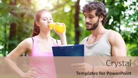  Presentation with personal training - Amazing PPT layouts having smiling-man-showing-a-training backdrop and a coral colored foreground
