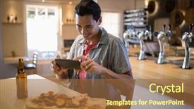  Presentation with food moisture remover - Theme having smiling man taking a picture background and a tawny brown colored foreground