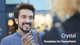  Presentation with gold man smile - Cool new theme with smiling man talking with someone backdrop and a  colored foreground