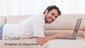  Presentation with social isolation - Cool new presentation with smiling-man-using-a-notebook backdrop and a soft green colored foreground