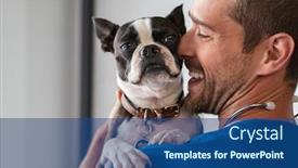  Presentation with vet - Presentation theme consisting of veterinary - smiling man vet in blue background and a ocean colored foreground