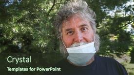  Presentation with medical face mask - Presentation theme featuring smiling-man-wearing-medical-face background and a tawny brown colored foreground