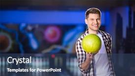  Presentation with gold man smile - Theme enhanced with smiling man with bowling ball background and a ocean colored foreground
