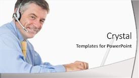  Presentation with headphones - Slides consisting of smiling man with headphones typing background and a  colored foreground