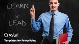  Presentation with motivational - Presentation theme with smiling man writing a motivational concept on a blackboard background and a black colored foreground