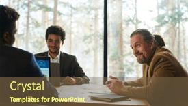  Presentation with executive - PPT theme consisting of smiling-mature-chief-executive-officer background and a tawny brown colored foreground