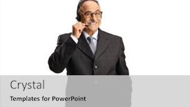  Presentation with camera - Presentation having smiling-mature-dispatcher background and a light gray colored foreground