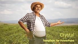  Presentation with grapevine - PPT layouts consisting of smiling-mature-farmer-showing background and a  colored foreground