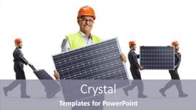  Presentation with solar - PPT theme with smiling-mature-male-engineer-holding background and a gray colored foreground