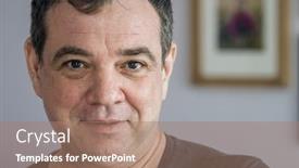  Presentation with home - Cool new PPT layouts with smiling-mature-man-at-home backdrop and a coral colored foreground
