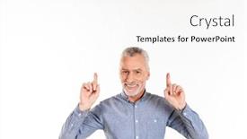  Presentation with blue - Cool new presentation theme with smiling-mature-man-in-blue backdrop and a white colored foreground