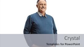  Presentation with background - PPT theme featuring smiling-mature-man-posing-isolated background and a  colored foreground
