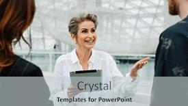  Presentation with art gallery - Presentation featuring smiling-mature-woman-art-gallery background and a  colored foreground