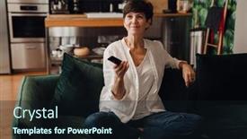  Presentation with control - Presentation enhanced with smiling-mature-woman-in-casual background and a wine colored foreground