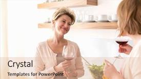  Presentation with beautiful black women smiling - Theme with smiling mature women holding wineglasses background and a  colored foreground