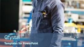  Presentation with mechanic - PPT layouts with smiling-mechanic-portrait background and a ocean colored foreground